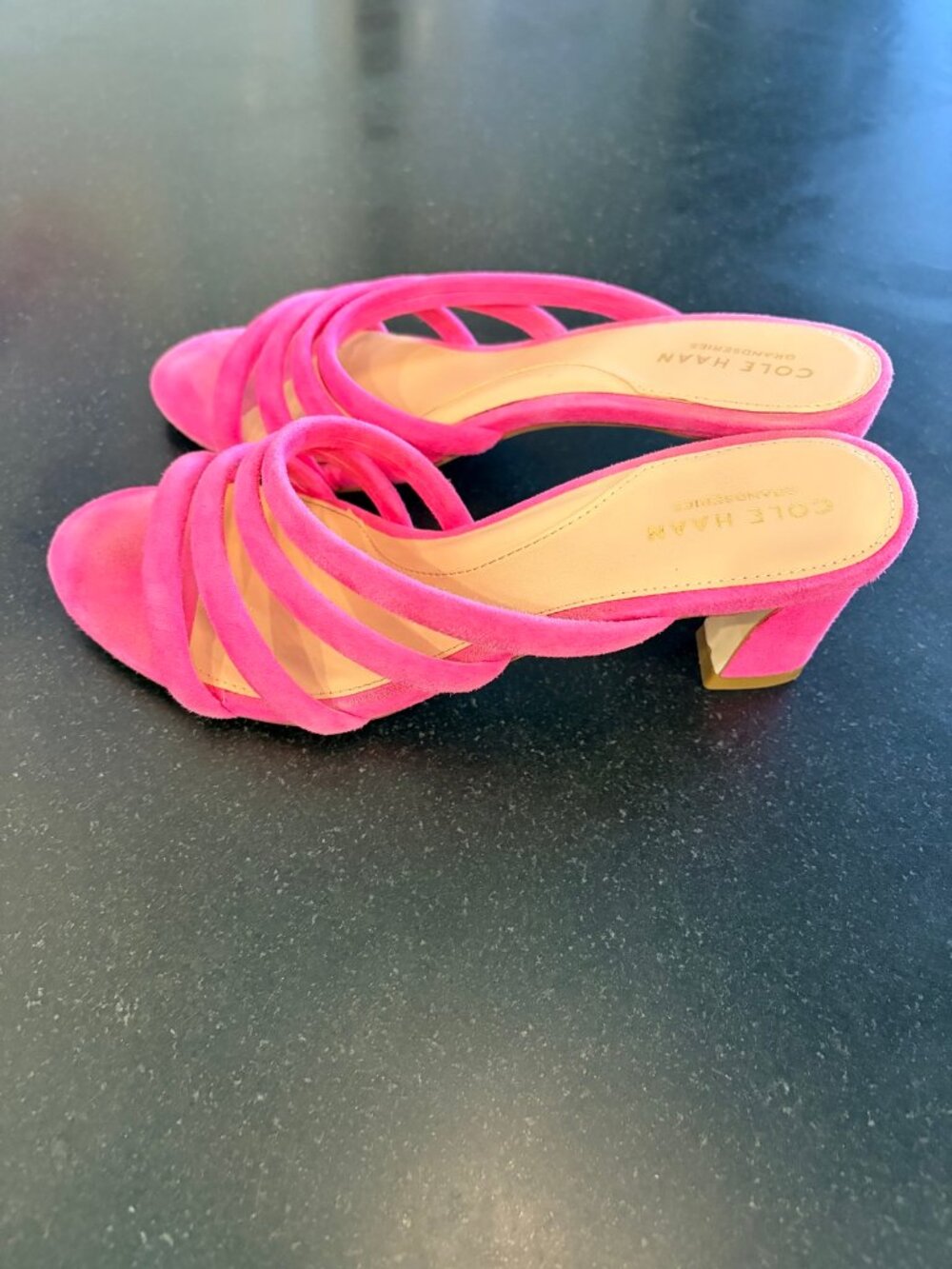 Cole Haan Pink Suede Strappy Heeled Sandals
